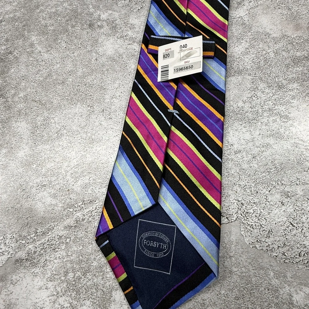 Forsyth Silk Tie Mens One Size‎ Multicolor Striped Pointed Made In China Necktie